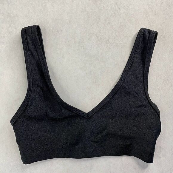 WeWoreWhat Womens Sports Bra Size XS Black Metallic V Neck Activewear NEW! - Picture 2 of 10